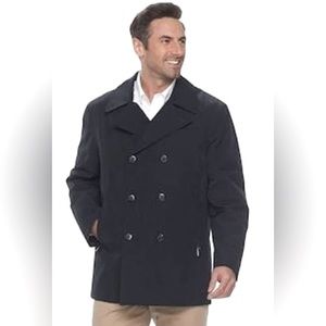 Chaps Double Breasted Pea Coat Size: L Black